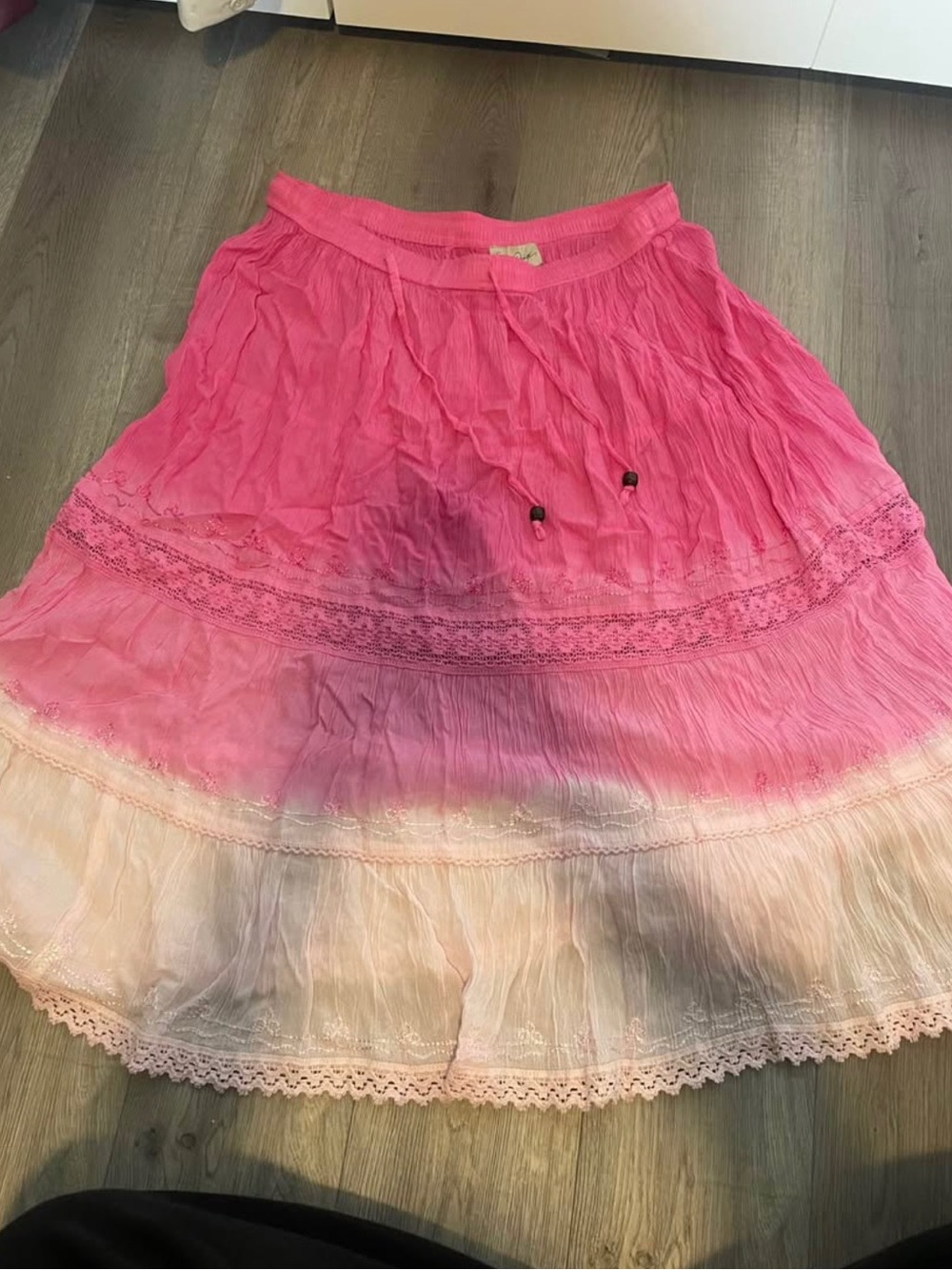 Charlie Paige Pink to Cream Ombre Tiered Skirt